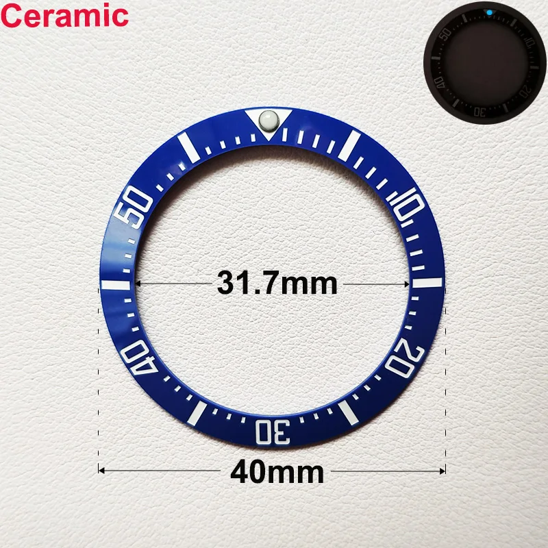 40mm * 31.7mm Ceramic Watch Tilt Bezel Insert Fit 42mm to 44mm Diving GMT Yacht Sea Dweller Watch Cases Watch Ring Accessories