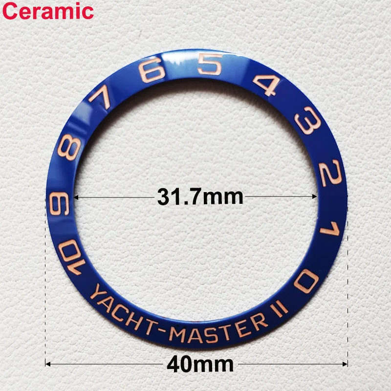 40mm * 31.7mm Ceramic Watch Tilt Bezel Insert Fit 42mm to 44mm Diving GMT Yacht Sea Dweller Watch Cases Watch Ring Accessories