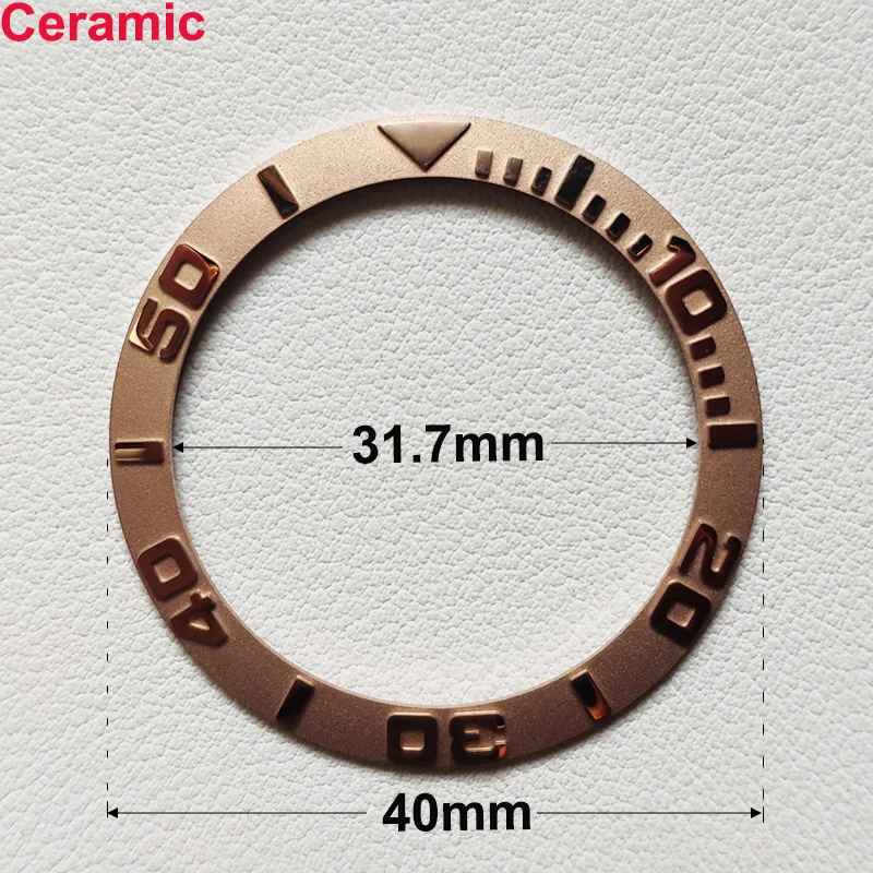 40mm * 31.7mm Ceramic Watch Tilt Bezel Insert Fit 42mm to 44mm Diving GMT Yacht Sea Dweller Watch Cases Watch Ring Accessories