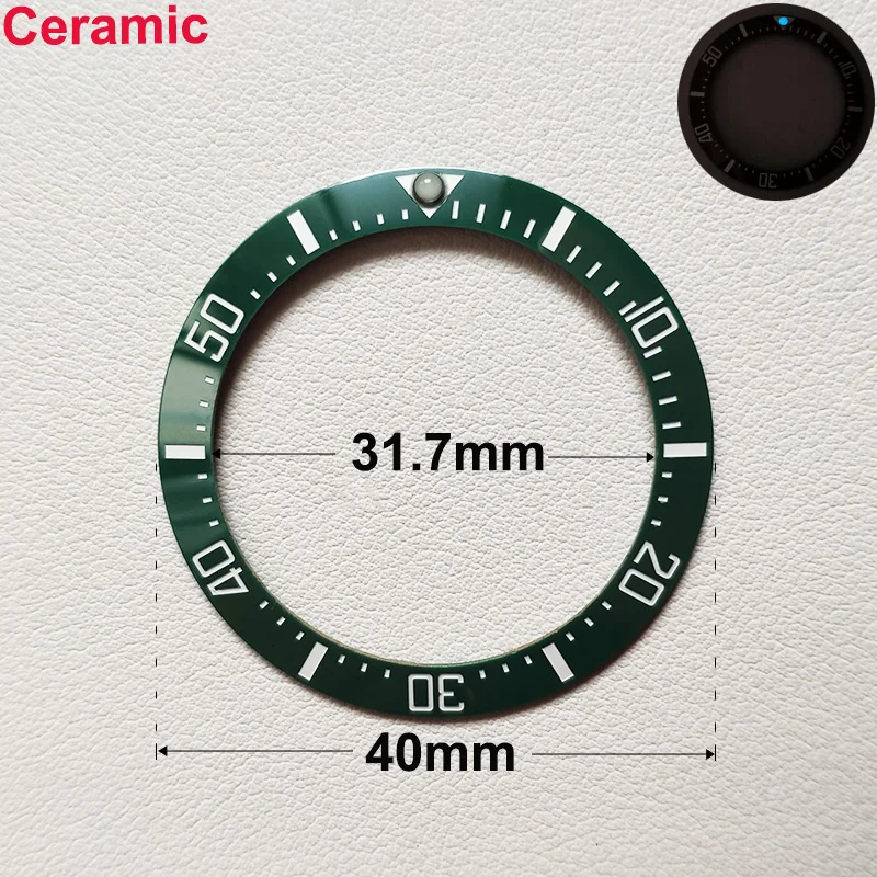 40mm * 31.7mm Ceramic Watch Tilt Bezel Insert Fit 42mm to 44mm Diving GMT Yacht Sea Dweller Watch Cases Watch Ring Accessories