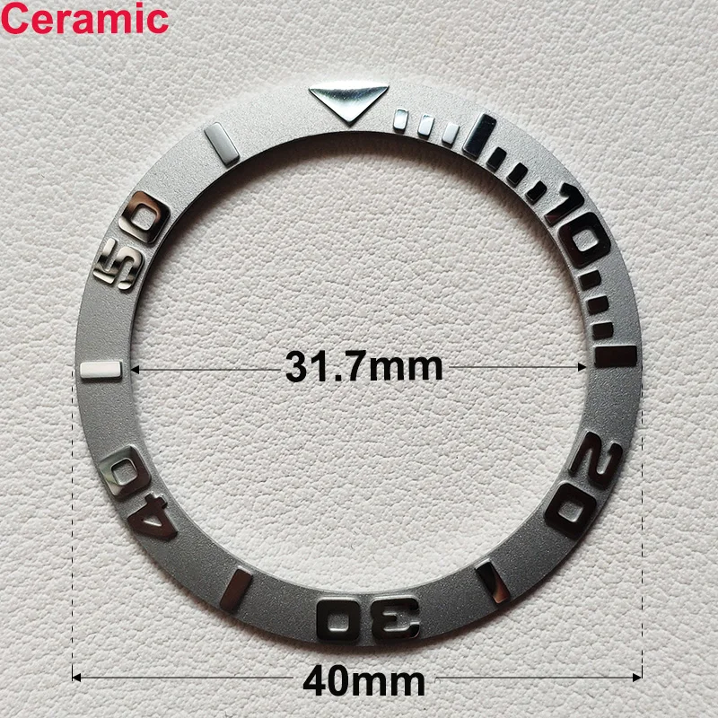 40mm * 31.7mm Ceramic Watch Tilt Bezel Insert Fit 42mm to 44mm Diving GMT Yacht Sea Dweller Watch Cases Watch Ring Accessories