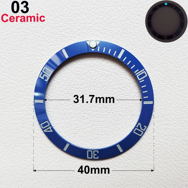 40mm * 31.7mm Ceramic Watch Tilt Bezel Insert Fit 42mm to 44mm Diving GMT Yacht Sea Dweller Watch Cases Watch Ring Accessories