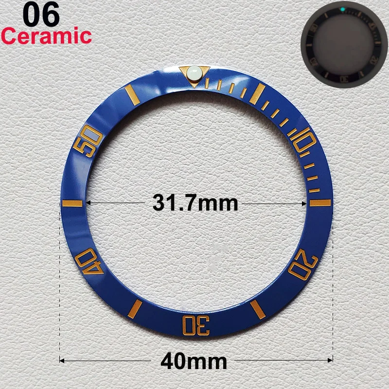 40mm * 31.7mm Ceramic Watch Tilt Bezel Insert Fit 42mm to 44mm Diving GMT Yacht Sea Dweller Watch Cases Watch Ring Accessories