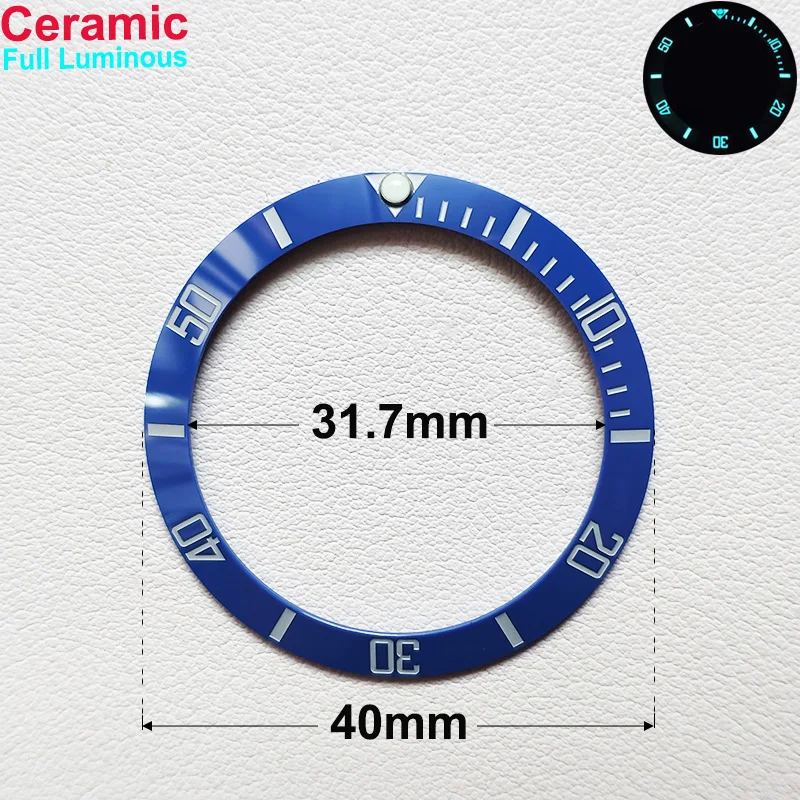 40mm * 31.7mm Ceramic Watch Tilt Bezel Insert Fit 42mm to 44mm Diving GMT Yacht Sea Dweller Watch Cases Watch Ring Accessories