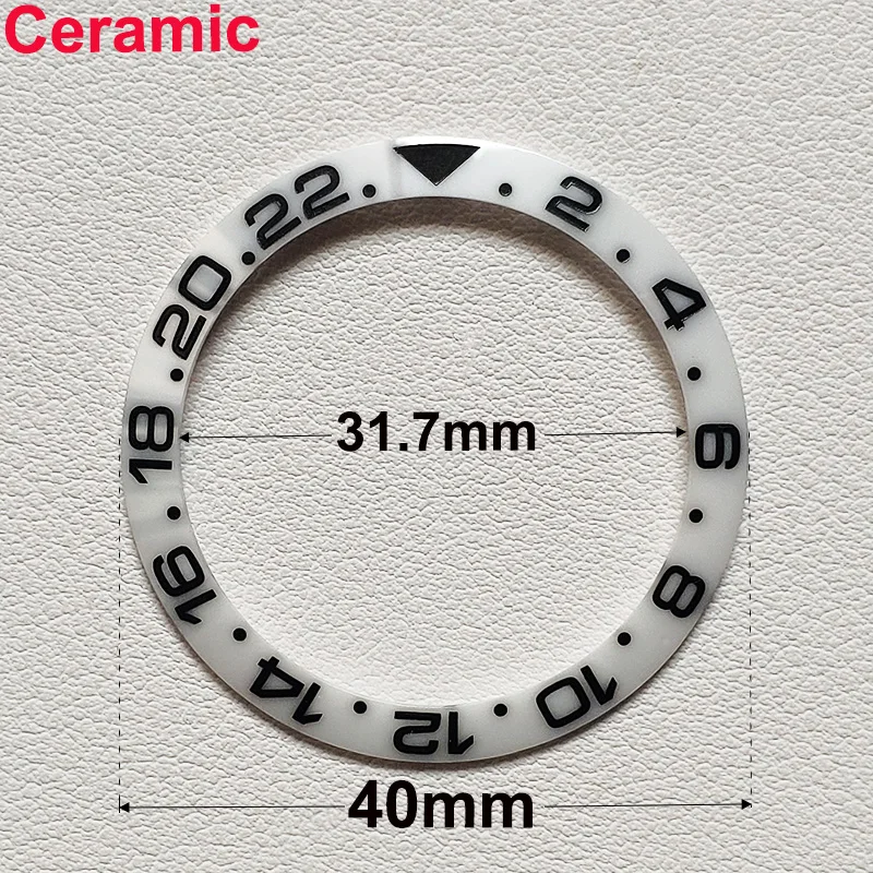 40mm * 31.7mm Ceramic Watch Tilt Bezel Insert Fit 42mm to 44mm Diving GMT Yacht Sea Dweller Watch Cases Watch Ring Accessories