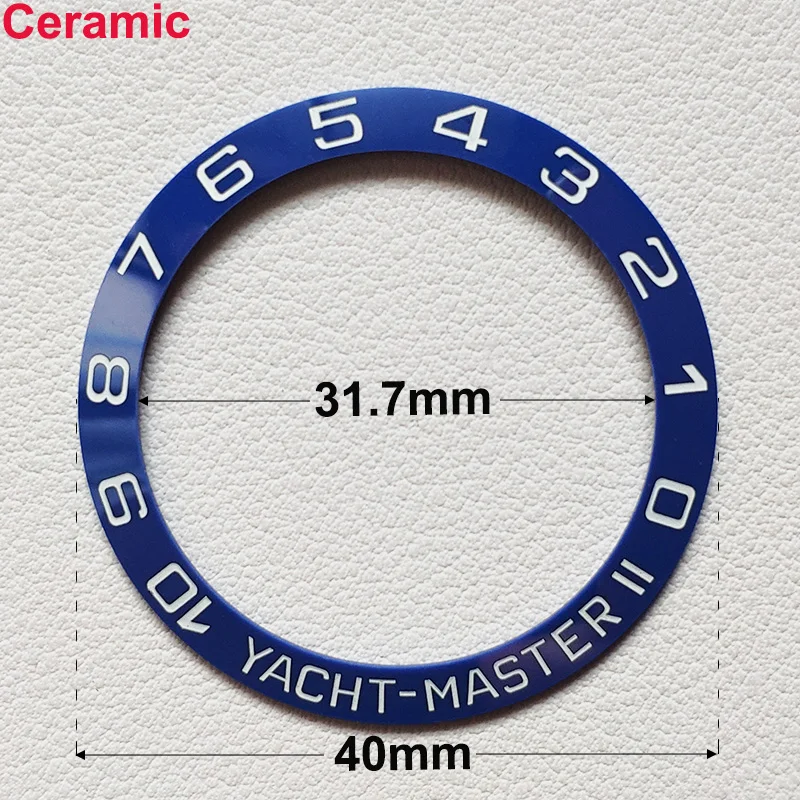 40mm * 31.7mm Ceramic Watch Tilt Bezel Insert Fit 42mm to 44mm Diving GMT Yacht Sea Dweller Watch Cases Watch Ring Accessories