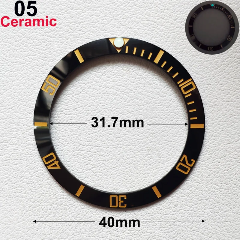 40mm * 31.7mm Ceramic Watch Tilt Bezel Insert Fit 42mm to 44mm Diving GMT Yacht Sea Dweller Watch Cases Watch Ring Accessories