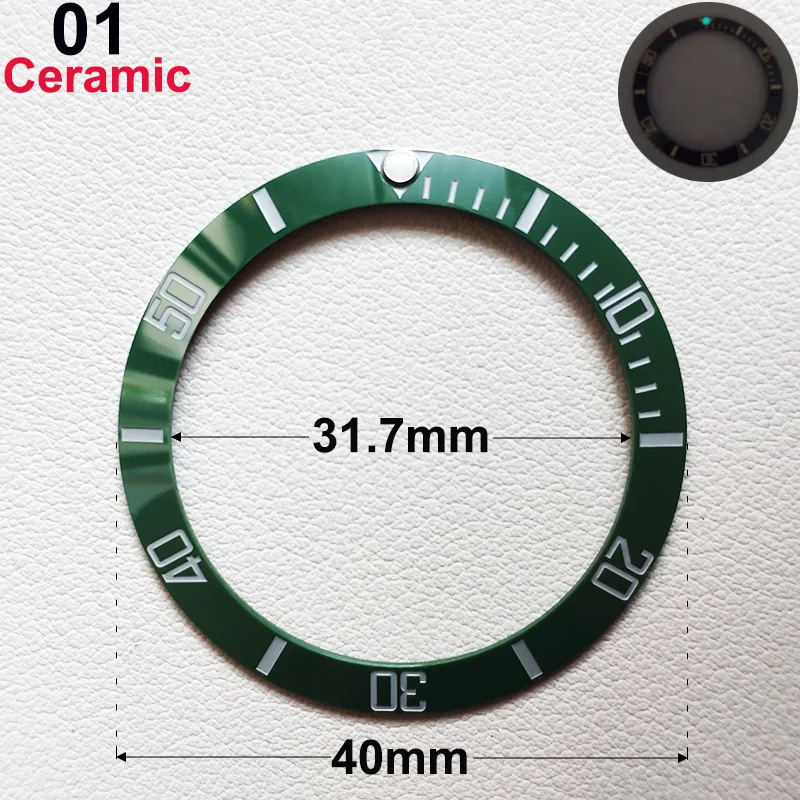 40mm * 31.7mm Ceramic Watch Tilt Bezel Insert Fit 42mm to 44mm Diving GMT Yacht Sea Dweller Watch Cases Watch Ring Accessories
