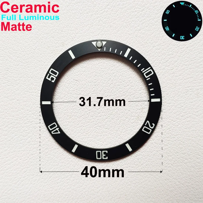 40mm * 31.7mm Ceramic Watch Tilt Bezel Insert Fit 42mm to 44mm Diving GMT Yacht Sea Dweller Watch Cases Watch Ring Accessories