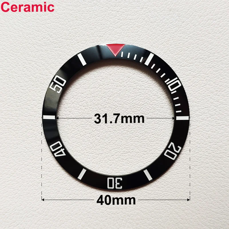 40mm * 31.7mm Ceramic Watch Tilt Bezel Insert Fit 42mm to 44mm Diving GMT Yacht Sea Dweller Watch Cases Watch Ring Accessories
