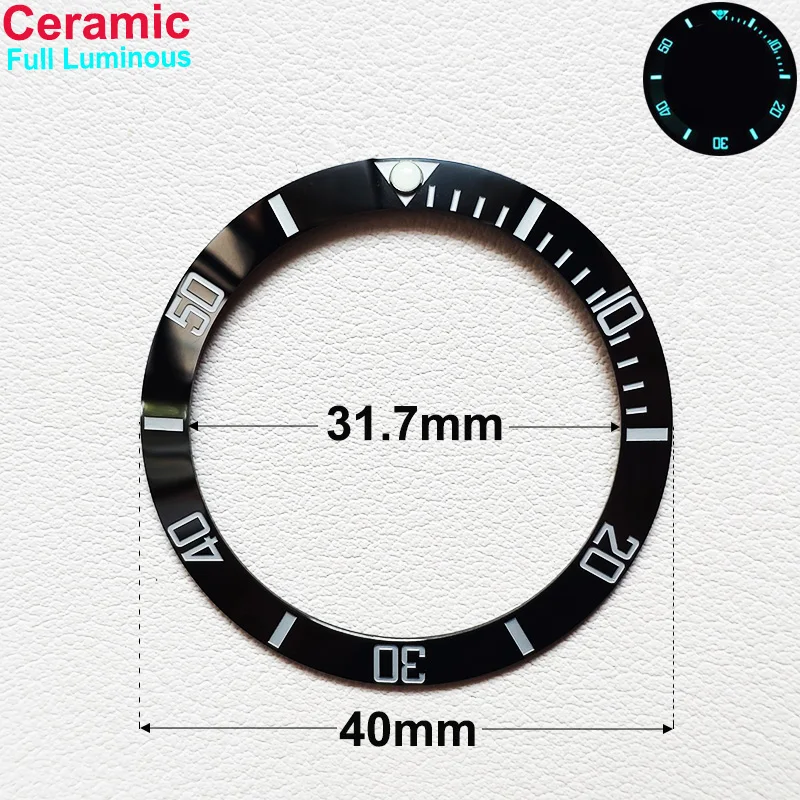 40mm * 31.7mm Ceramic Watch Tilt Bezel Insert Fit 42mm to 44mm Diving GMT Yacht Sea Dweller Watch Cases Watch Ring Accessories