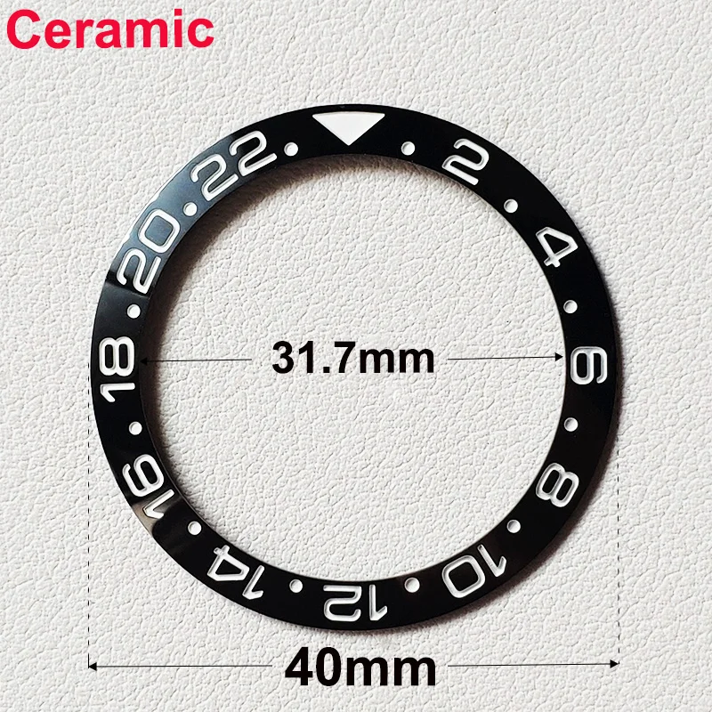 40mm * 31.7mm Ceramic Watch Tilt Bezel Insert Fit 42mm to 44mm Diving GMT Yacht Sea Dweller Watch Cases Watch Ring Accessories