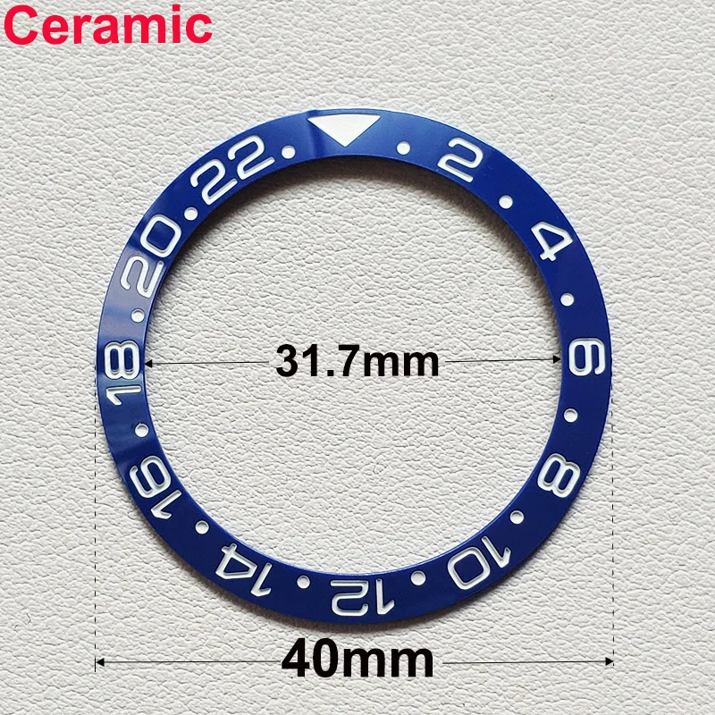 40mm * 31.7mm Ceramic Watch Tilt Bezel Insert Fit 42mm to 44mm Diving GMT Yacht Sea Dweller Watch Cases Watch Ring Accessories