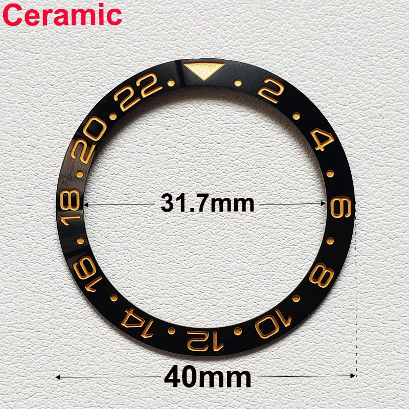 40mm * 31.7mm Ceramic Watch Tilt Bezel Insert Fit 42mm to 44mm Diving GMT Yacht Sea Dweller Watch Cases Watch Ring Accessories