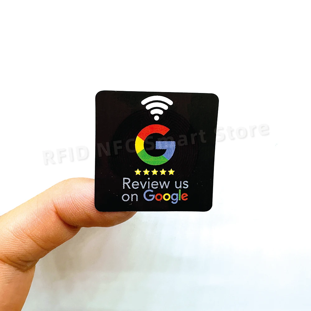 NFC Google Review Stickers 504Bytes RFID NFC215 Chip 13.56MHz Programmable Review us on Google Sticker 30mm Waterproof NFC Tags