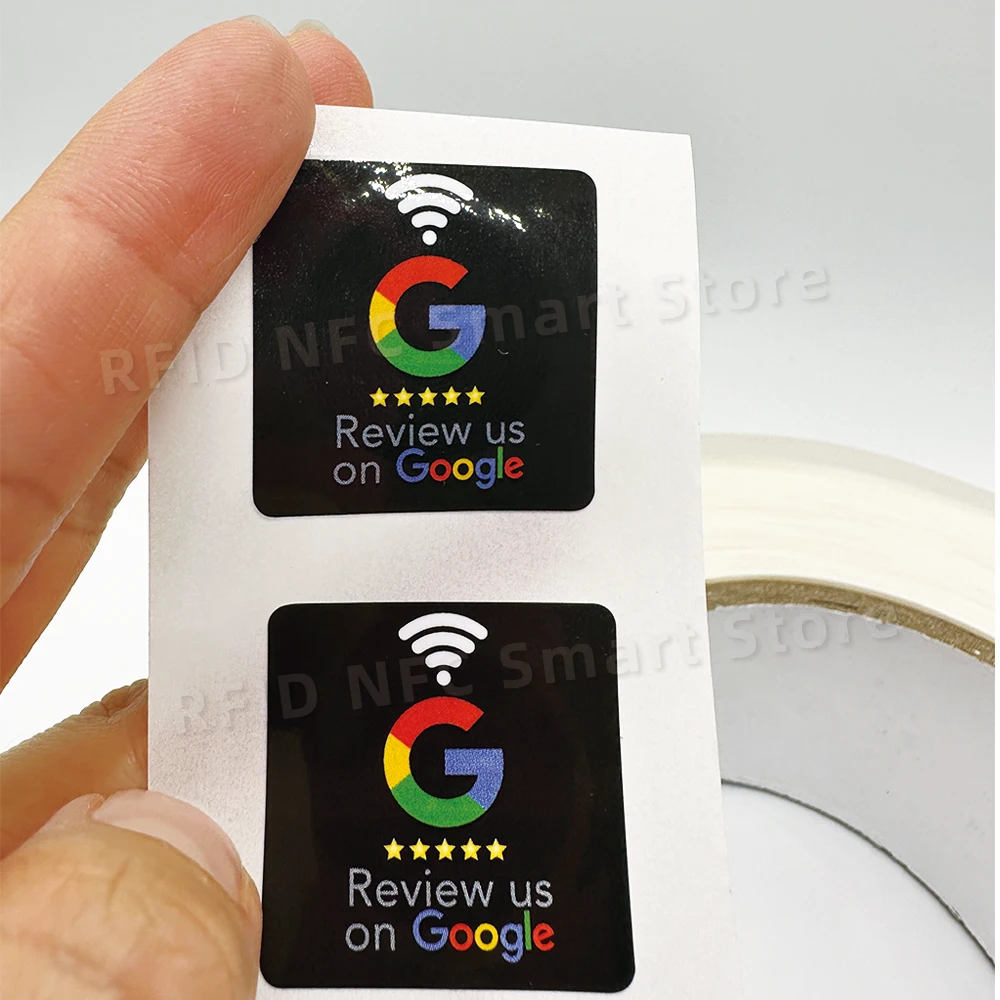 NFC Google Review Stickers 504Bytes RFID NFC215 Chip 13.56MHz Programmable Review us on Google Sticker 30mm Waterproof NFC Tags