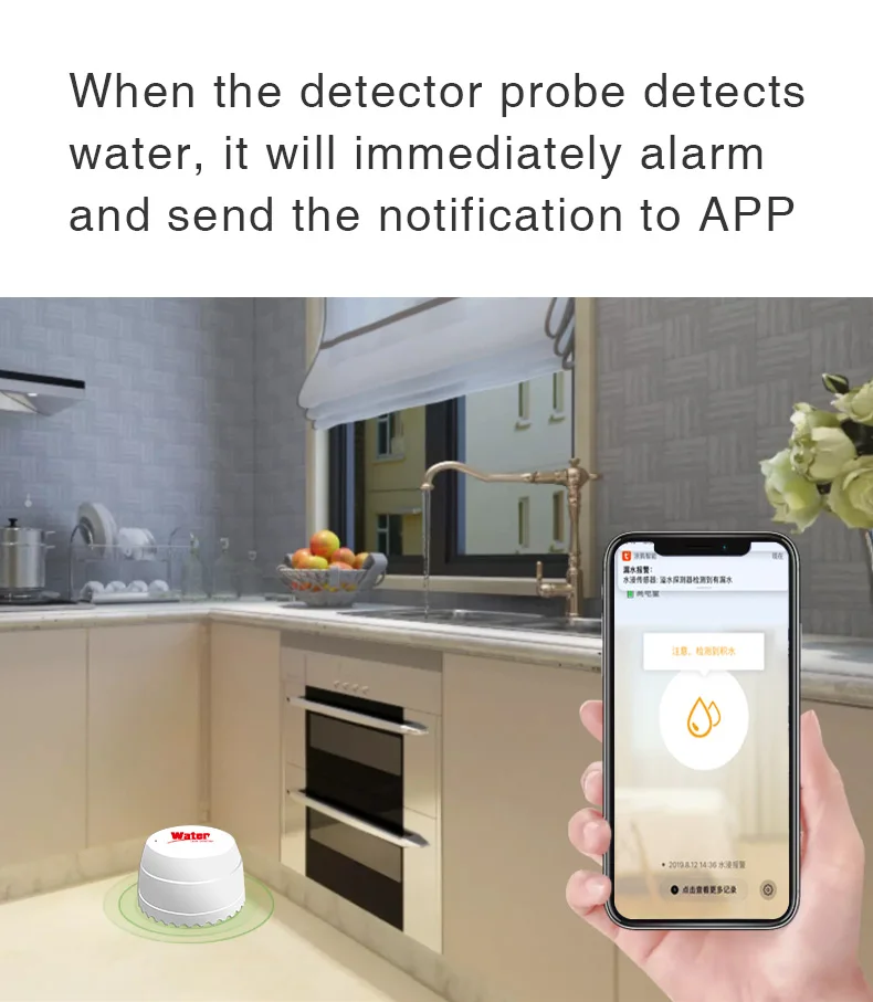 Tuya WiFi Water Leak Detector Flood Sensor Smart Life APP Remote Monitoring Flood Alert Overflow Security With Alexa Google