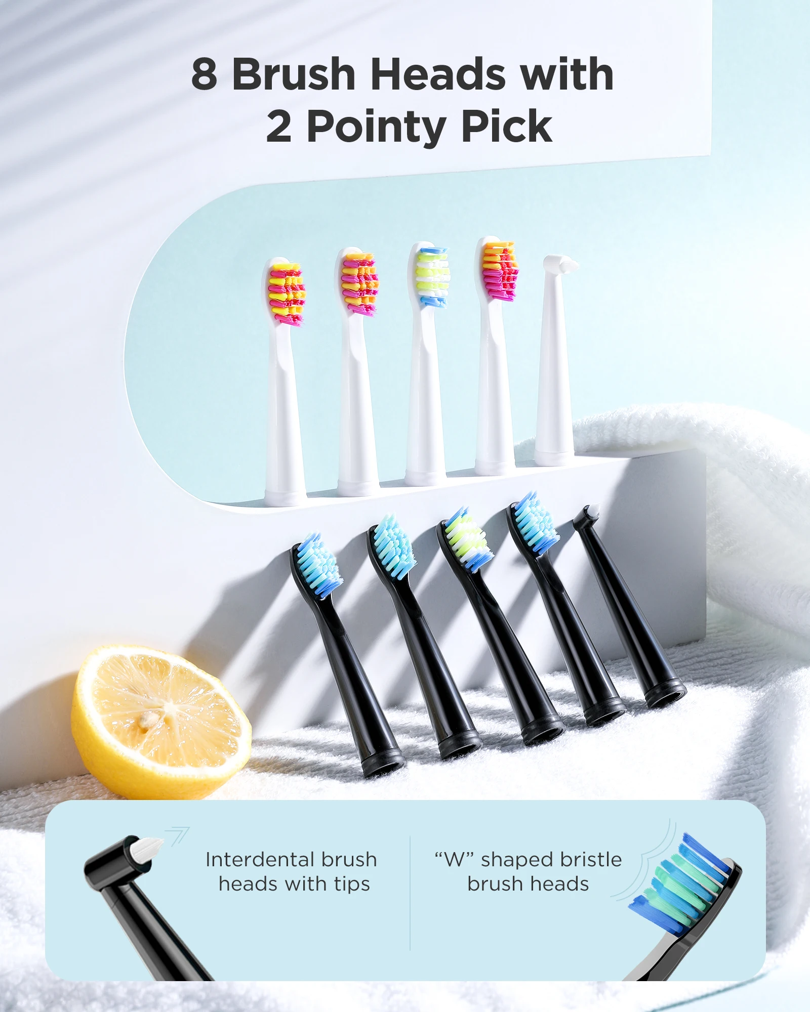 Fairywill Sonic Electric Toothbrush FW-D7 Set USB Charge Toothbrushes Case for Adult with Tooth Brush Heads 5 Mode Smart Time