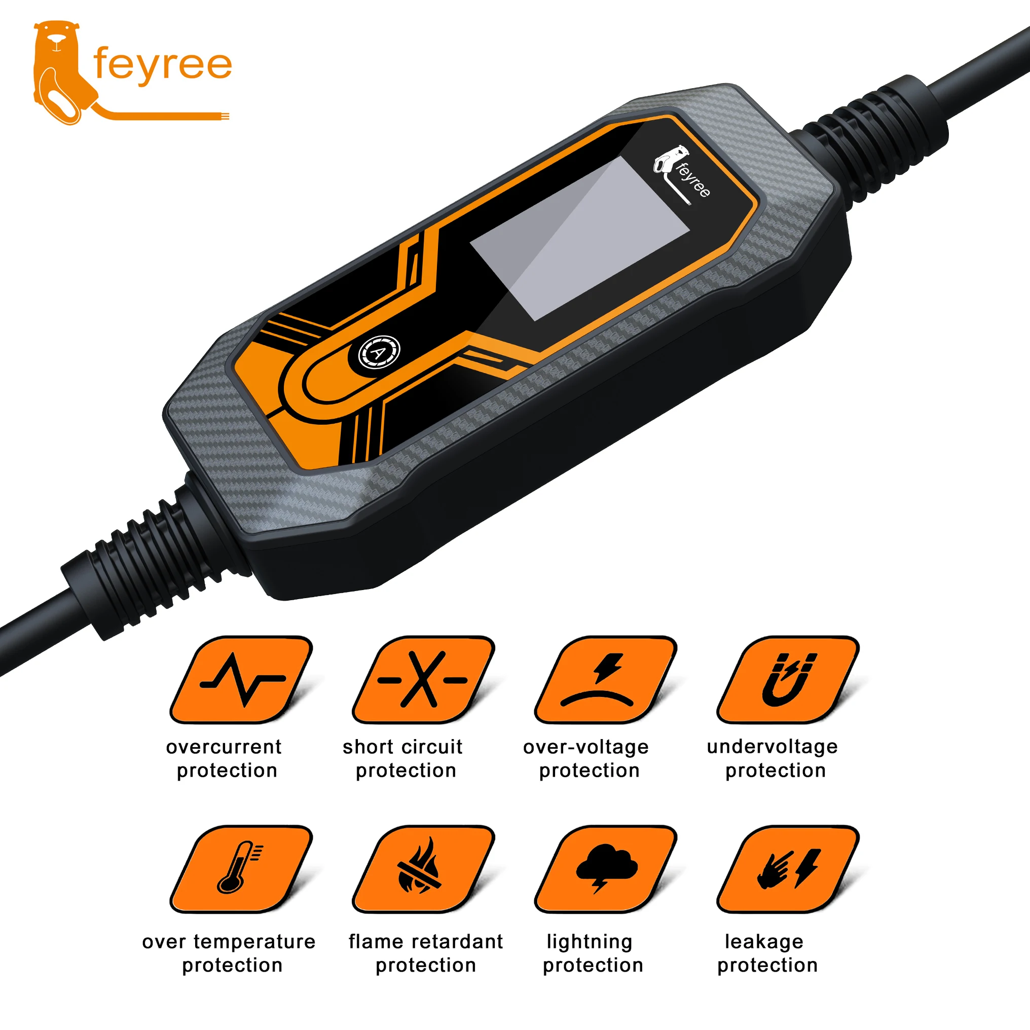 Feyree 11KW 16A EV Portable Charger Type2 EVSE Charging Box Electric Car Charger CEE Plug IEC62196-2 Electric Vehicle Charger