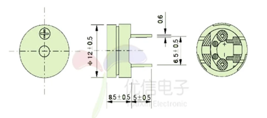 2-20pcs 12085 12x8.5mm Universal Passive Buzzer Electromagnetic Impedance 16 Ohms 16Ω 85db AC 2KHz 3V 5V 12V Resistance Speaker