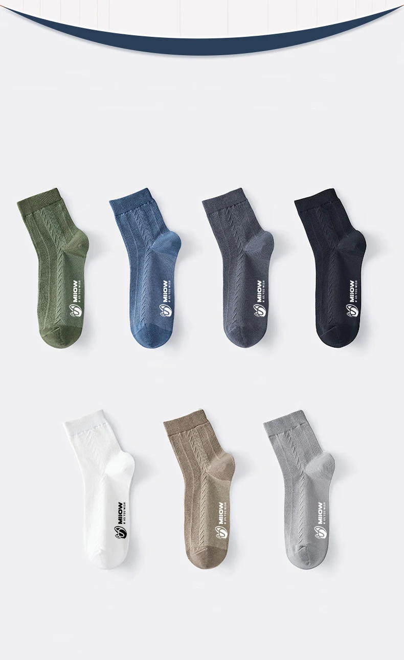 MiiOW 5 Pairs/Lot Cotton Socks Men's Casual Dress Socks Printing Winter Warm Long Male High Quality Colorful Socks For Man Gift