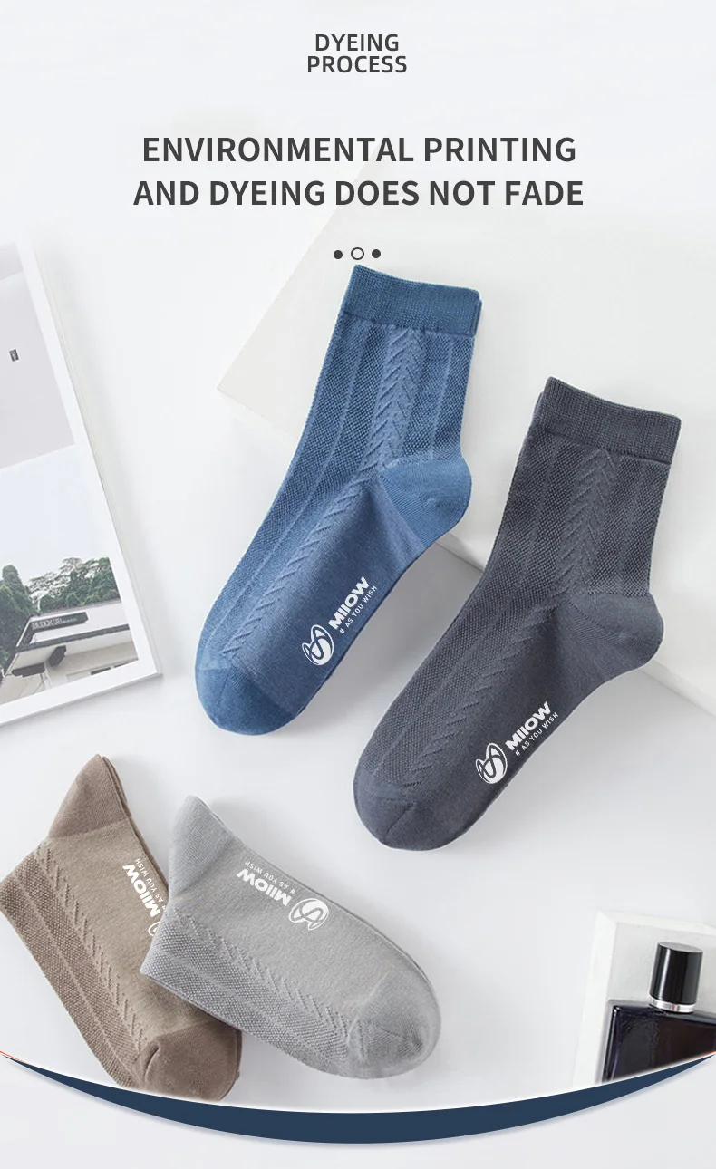 MiiOW 5 Pairs/Lot Cotton Socks Men's Casual Dress Socks Printing Winter Warm Long Male High Quality Colorful Socks For Man Gift