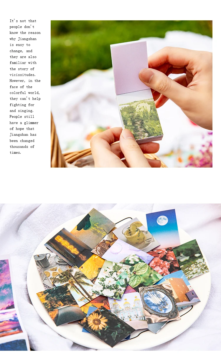 50pcs Life Scenery Sticky Book Style Deco Stationery Scrapbooking Decorative background Stickers Sticky Art Aesthetics Stickers
