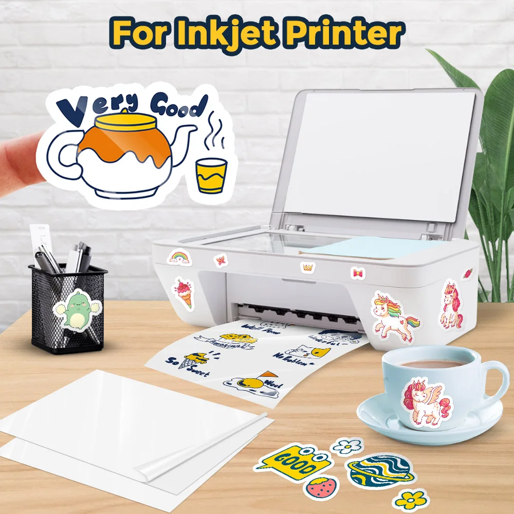 10 Sheets A4 Holographic Printable Vinyl Sticker Paper Waterproof Self-adhesive Rainbow Laser Inkjet Stickers For Inkjet Printer