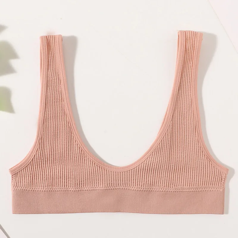 Ribbed Seamless U-Back Bralette Women's Tube Top Bra Wire Free Plunge Underwear Sexy Lingerie Small Cup Intimates M-XL