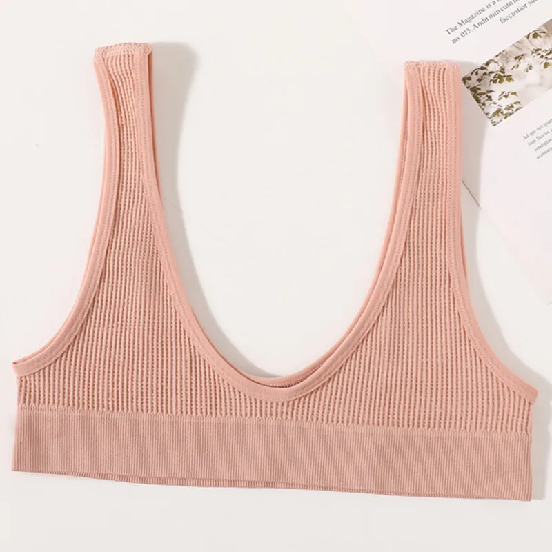 Ribbed Seamless U-Back Bralette Women's Tube Top Bra Wire Free Plunge Underwear Sexy Lingerie Small Cup Intimates M-XL