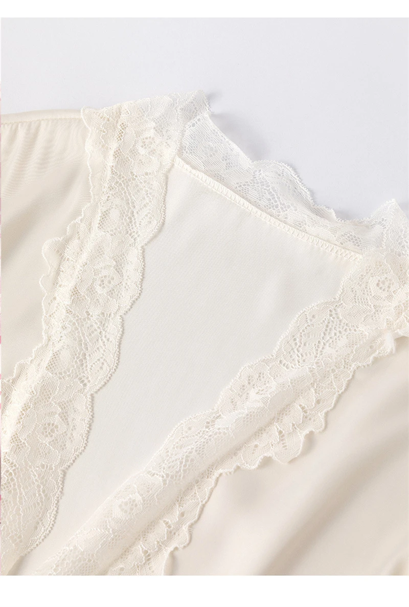 New Female Long Robe Nightgown Set Sexy Lace Trim Sleepwear Suspender Nightdress Spring Summer Casual Satin Home Dress Bathrobe