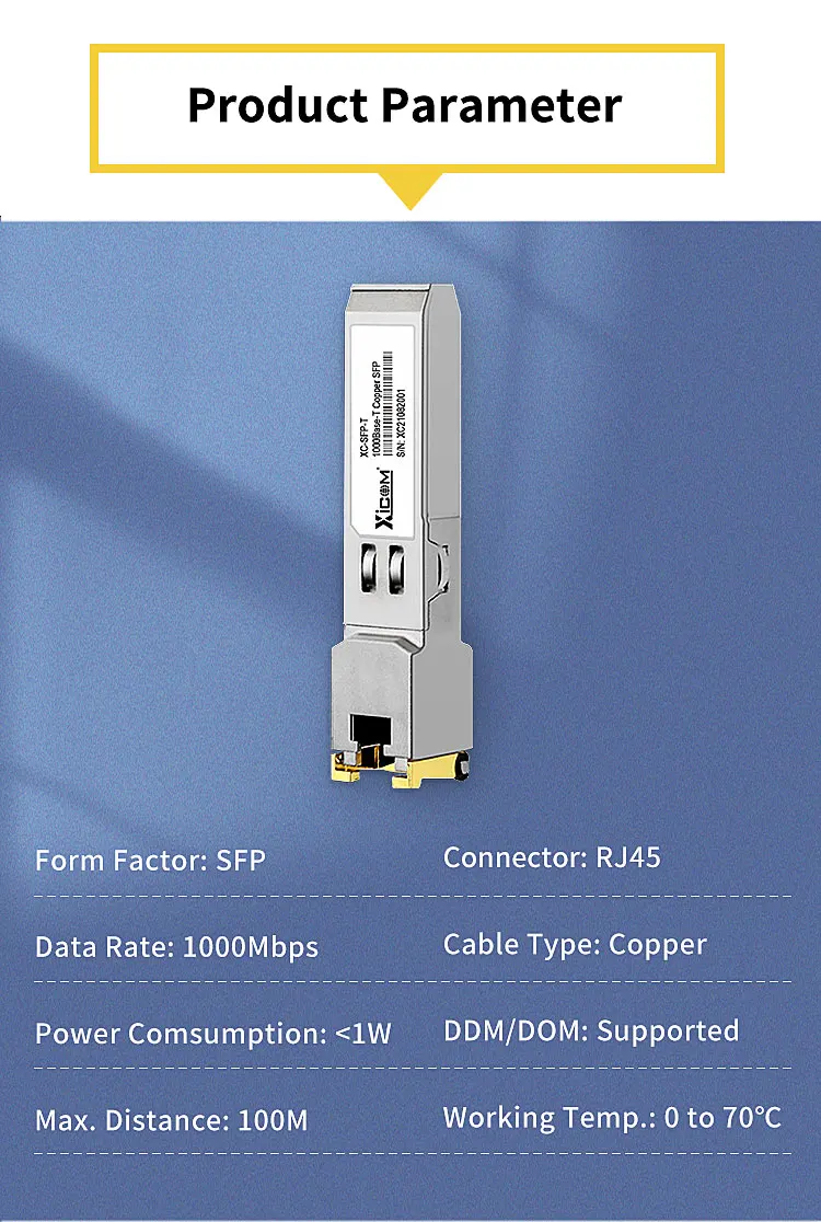 1G SFP To RJ45 Optical Module 1000BASE-T Copper SFP-GE-T Module Compatible for Cisco,Mikrotik,Ubiquiti,Ethernet Optic Switch