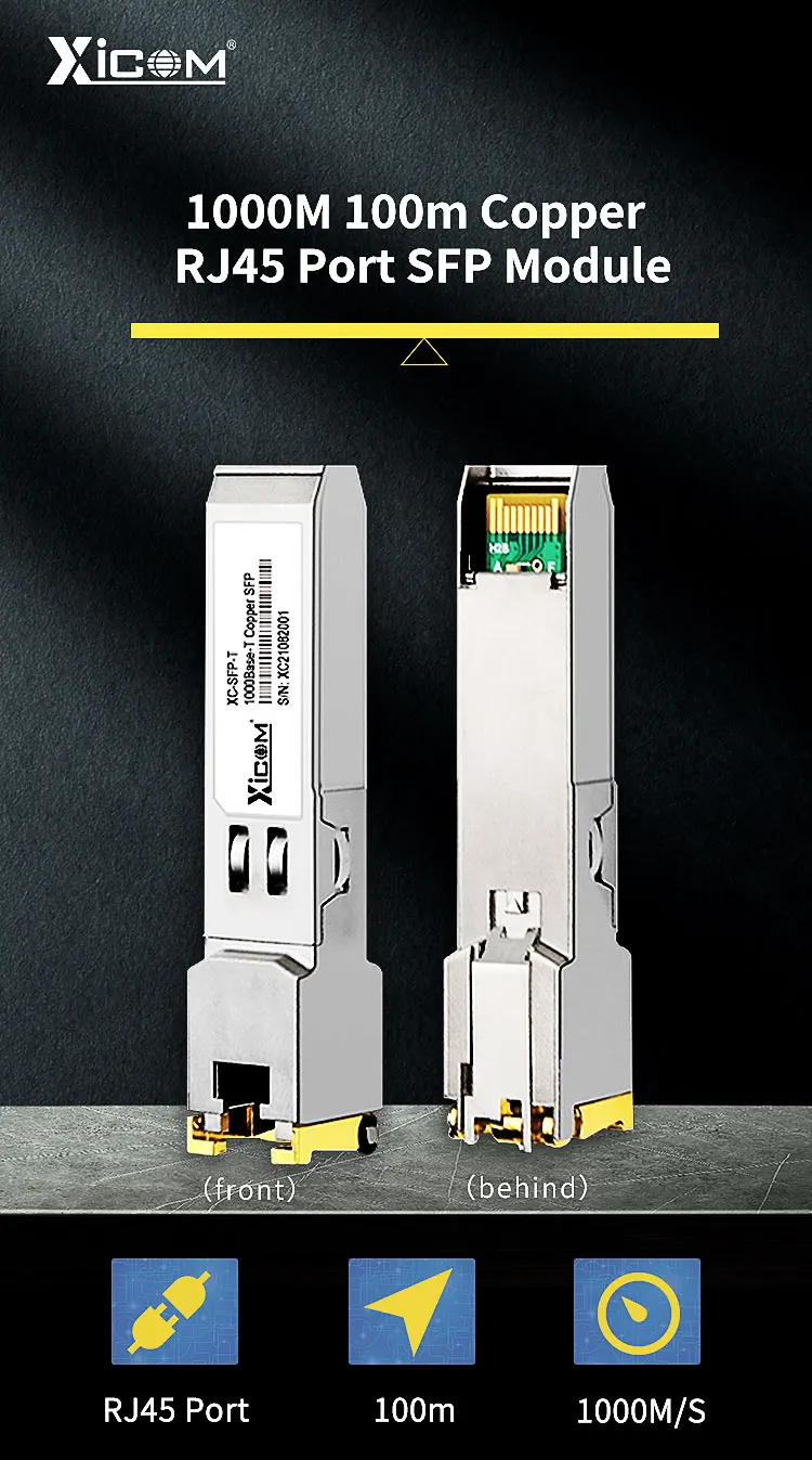 1G SFP To RJ45 Optical Module 1000BASE-T Copper SFP-GE-T Module Compatible for Cisco,Mikrotik,Ubiquiti,Ethernet Optic Switch