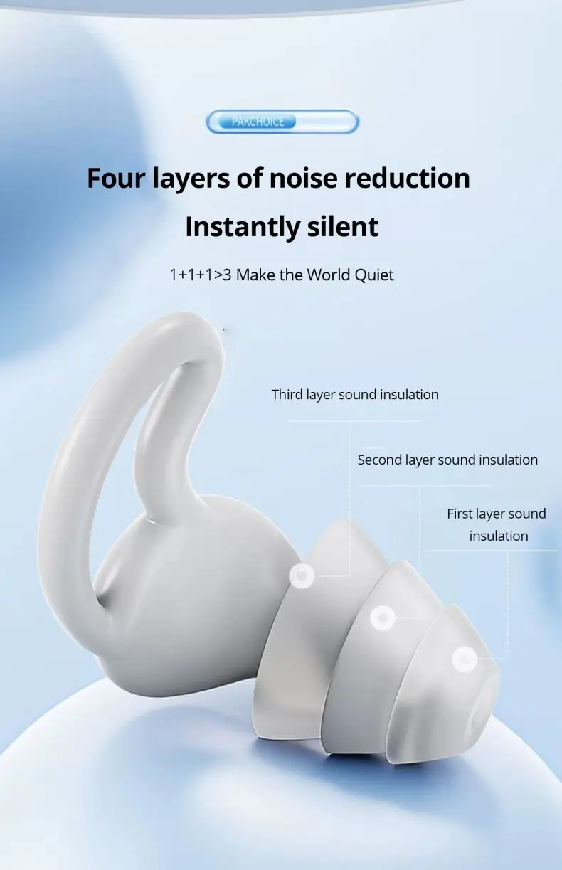 Soundproof Earplugs Three Layer White Silicone Earplugs Waterproof Swimming Earplugs Sleep Noise Reduction