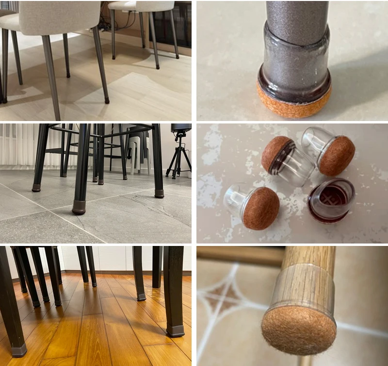 Chair Leg Caps Rubber Feet Protector Stool Table Furniture Leg Cover Non Slip Felt Bottom Pads Round Square Floor Protectors