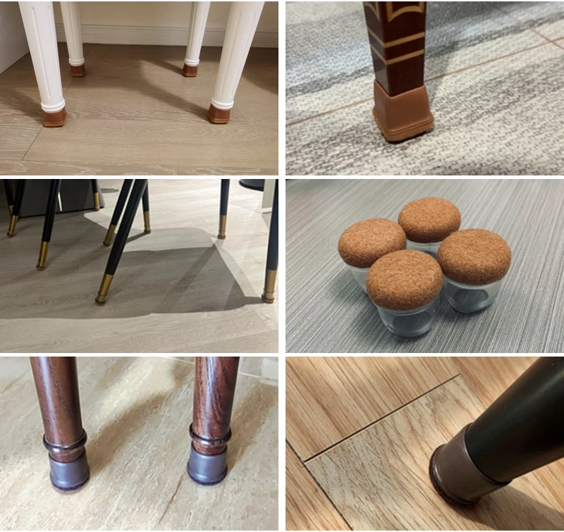 Chair Leg Caps Rubber Feet Protector Stool Table Furniture Leg Cover Non Slip Felt Bottom Pads Round Square Floor Protectors