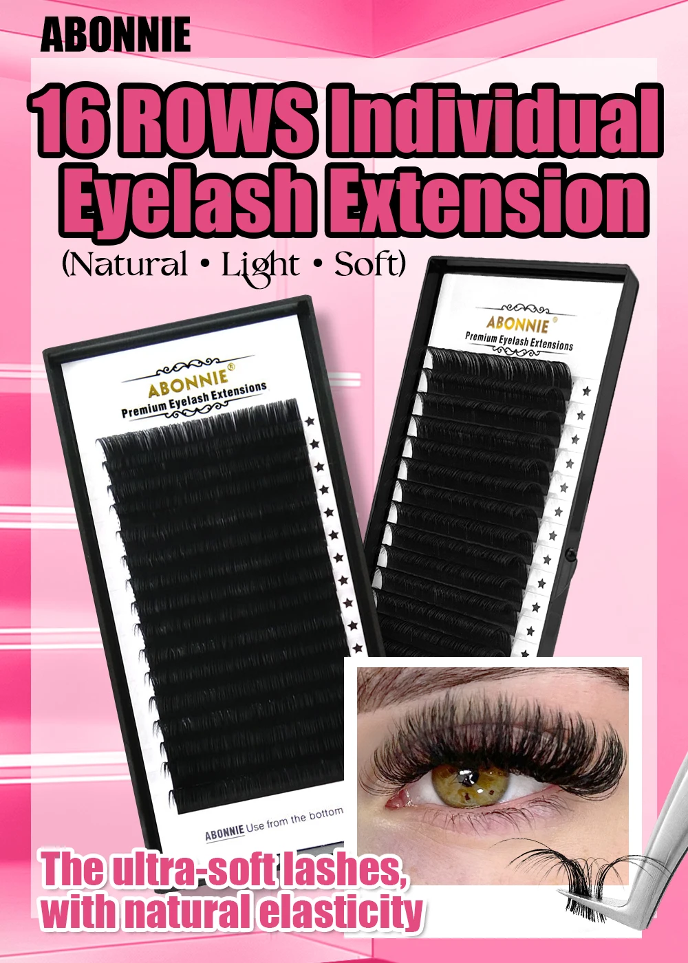Abonnie Classic Eyelashes Extension Fluffy Individual Lashes Extensions Supplies Dark Black Cilia All Size False Eyelash