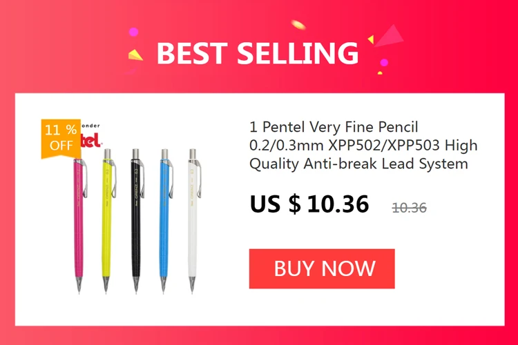 1 Tubes/Lot (40pcs/Tube) Pentel 0.5mm Mechanical Pencil Refills B,2B,3B,4B,H,2H,HB Pencil Leads for School & Office Stationery