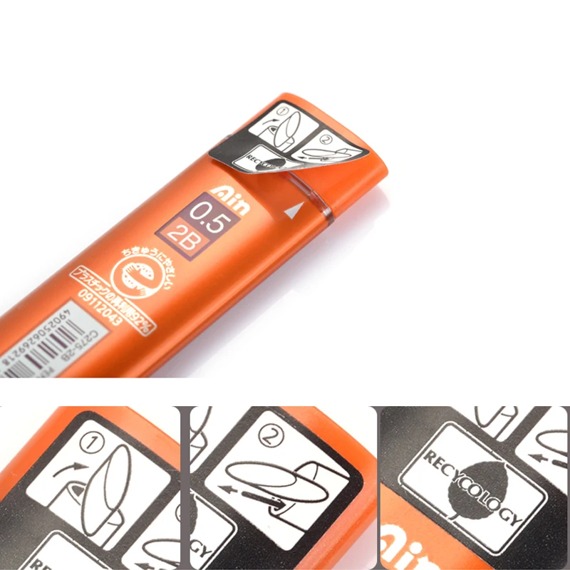 1 Tubes/Lot (40pcs/Tube) Pentel 0.5mm Mechanical Pencil Refills B,2B,3B,4B,H,2H,HB Pencil Leads for School & Office Stationery