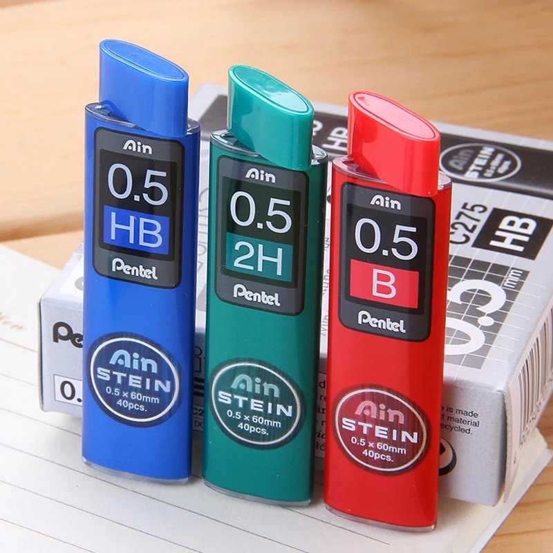 1 Tubes/Lot (40pcs/Tube) Pentel 0.5mm Mechanical Pencil Refills B,2B,3B,4B,H,2H,HB Pencil Leads for School & Office Stationery