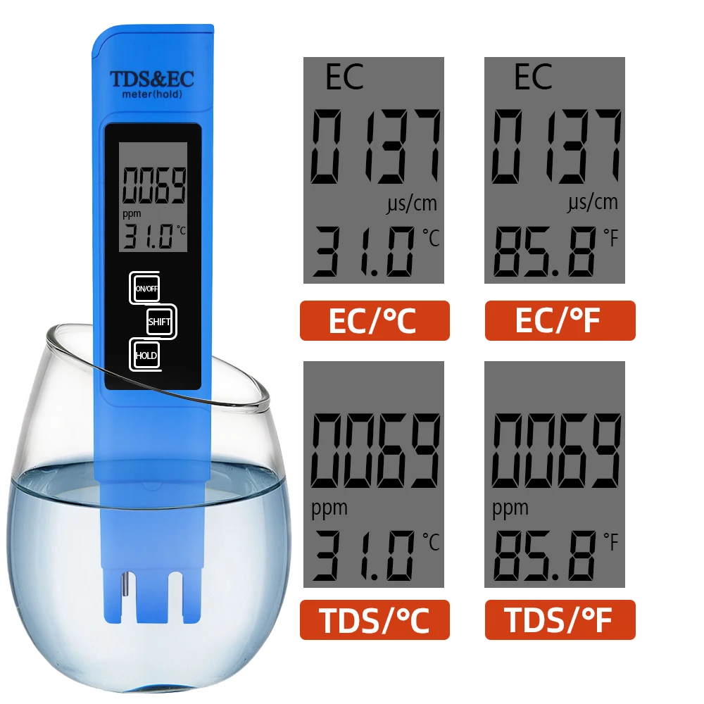 Digital PH/EC/TDS Meter Optional 0.01 PH Tester EC TDS Meter Water Acidity Test Tool Hydroponic Pool for Aquarium Swimming Pool