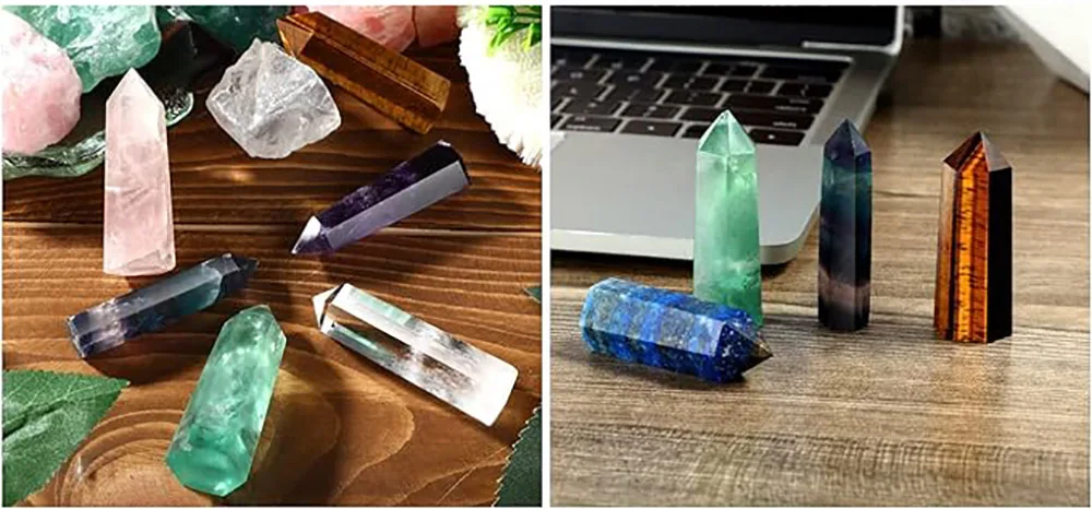 Natural Stone and Crystals Point Wand Witchcraft Rose Quartz Amethyst Home Decor Mineral Reiki Healing Stones Crafts Room Decor