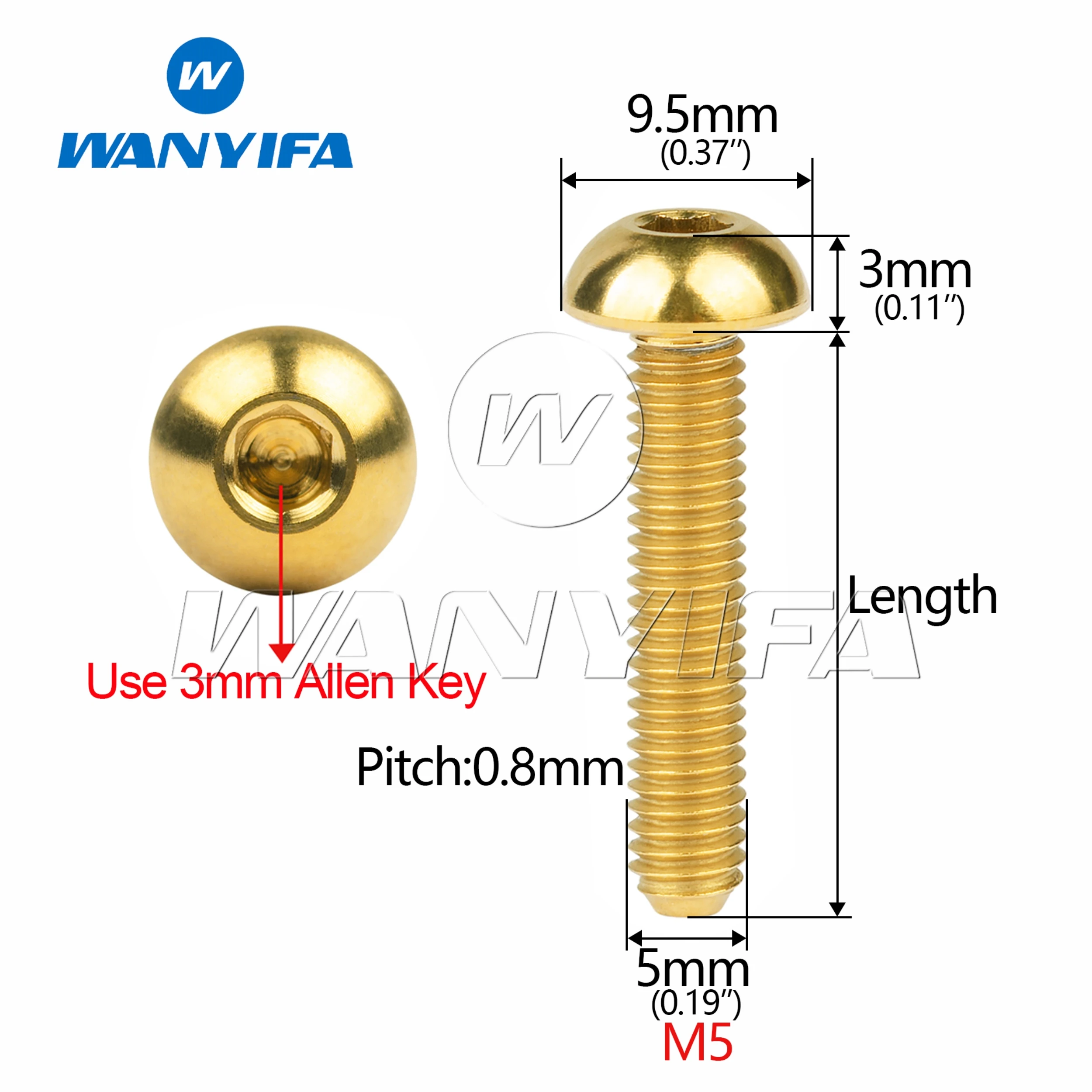 Wanyifa Titanium Bolts M5x8 M5x10 M5x12 M5x15mm Round Head Inner Hexagon Screw for Bicycle Bottle Cage