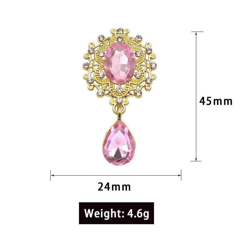 Charm Flower Brooch 10pc 25*45MM Crystal Gold Flat Back 2019 Wedding Wine Glass Ornament Decoraation Crafts Scrapbooking