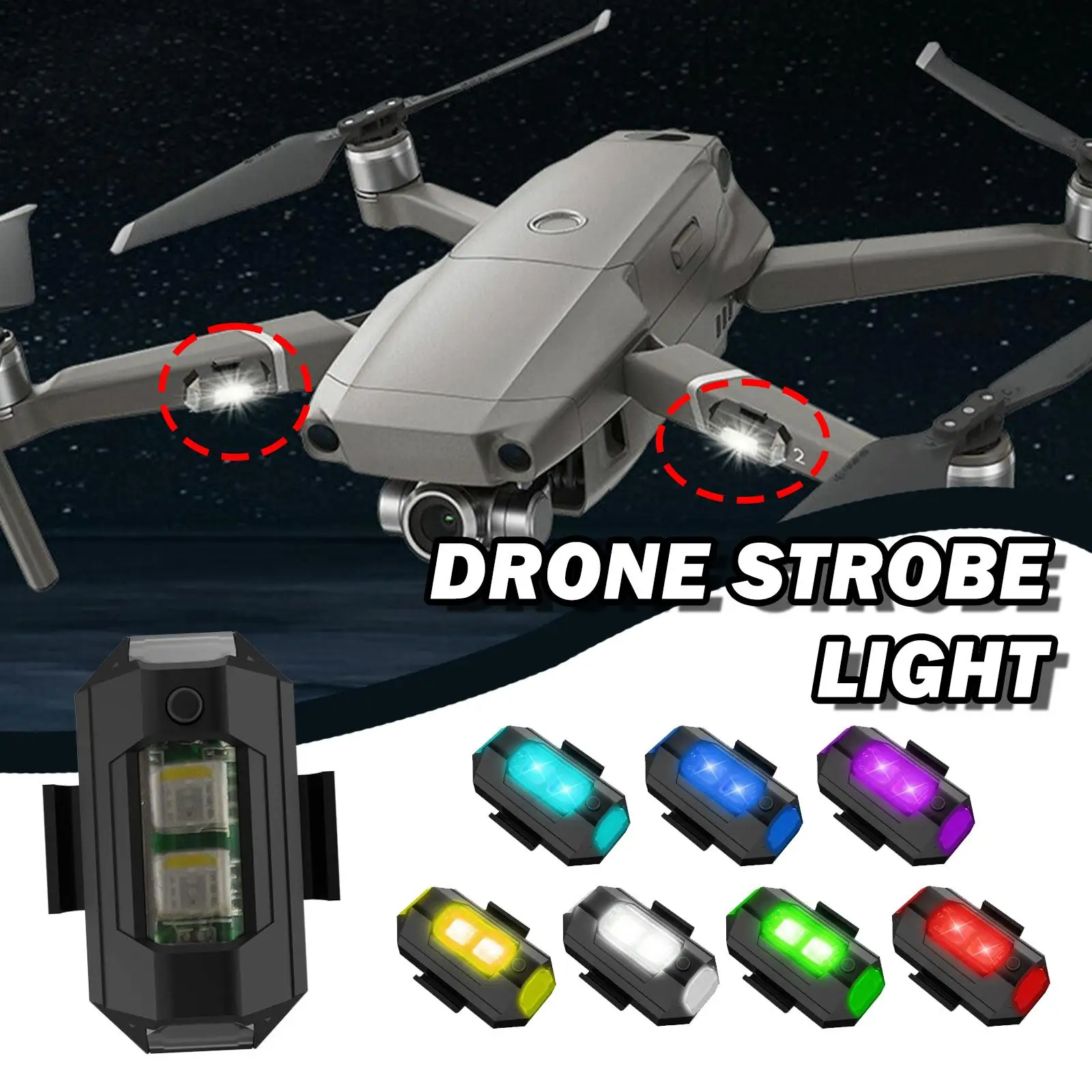 Universal 7 Colors Drone Strobe Light Drone Night LED Anti-collision Warning Light Mini Signal Light For dji Mini 2 Accessories