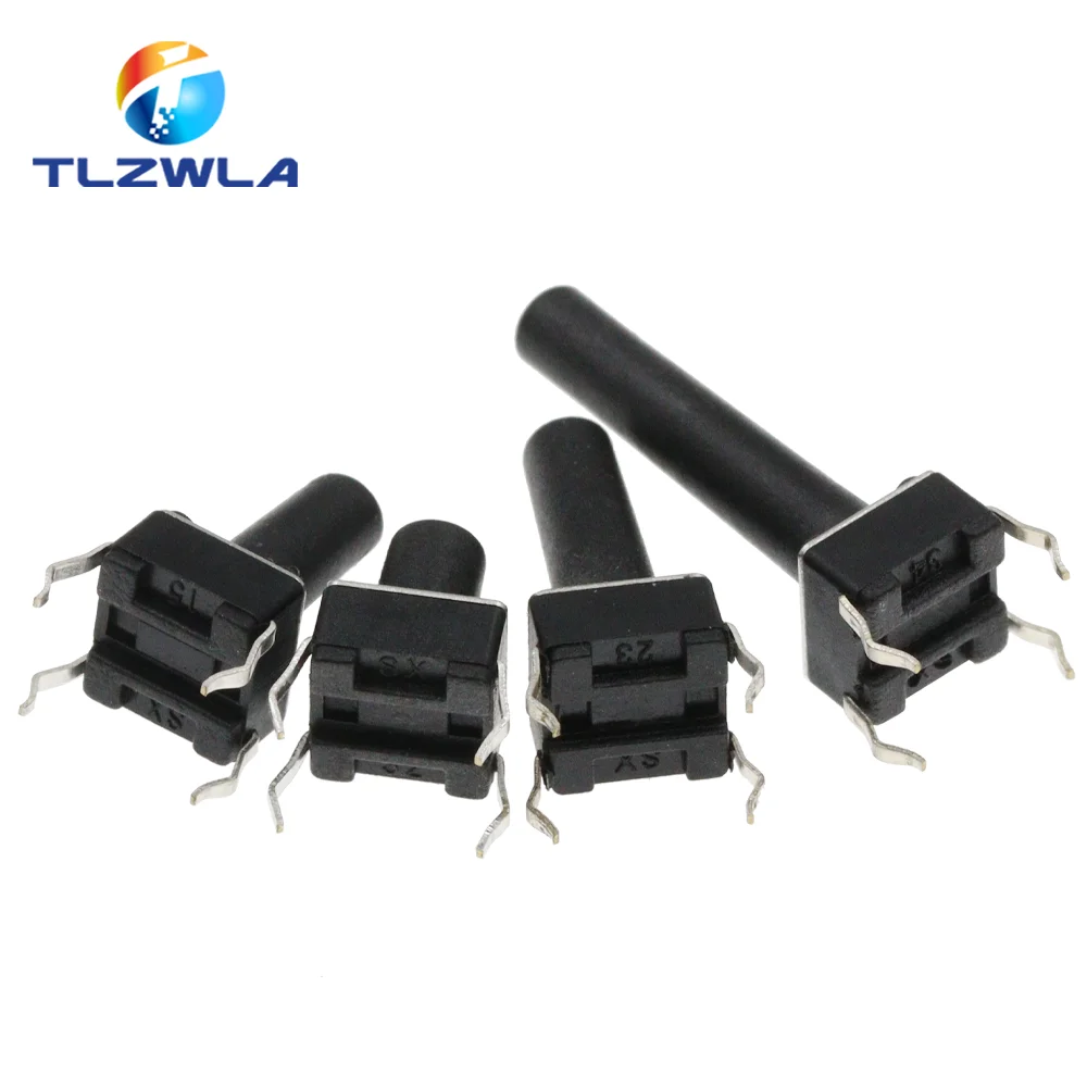 20PCS 6x6 Push Button Switch DIP 6X6X4.3 Light Touch Switch 6*6*4.3/5/6/7/8/9/10/11/12/13MM The Power Switch 4Pins