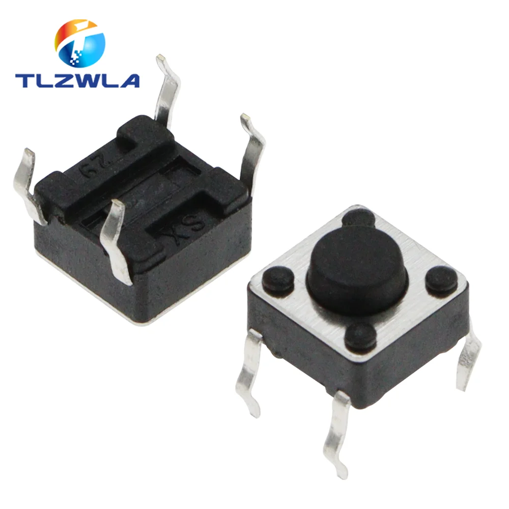 20PCS 6x6 Push Button Switch DIP 6X6X4.3 Light Touch Switch 6*6*4.3/5/6/7/8/9/10/11/12/13MM The Power Switch 4Pins