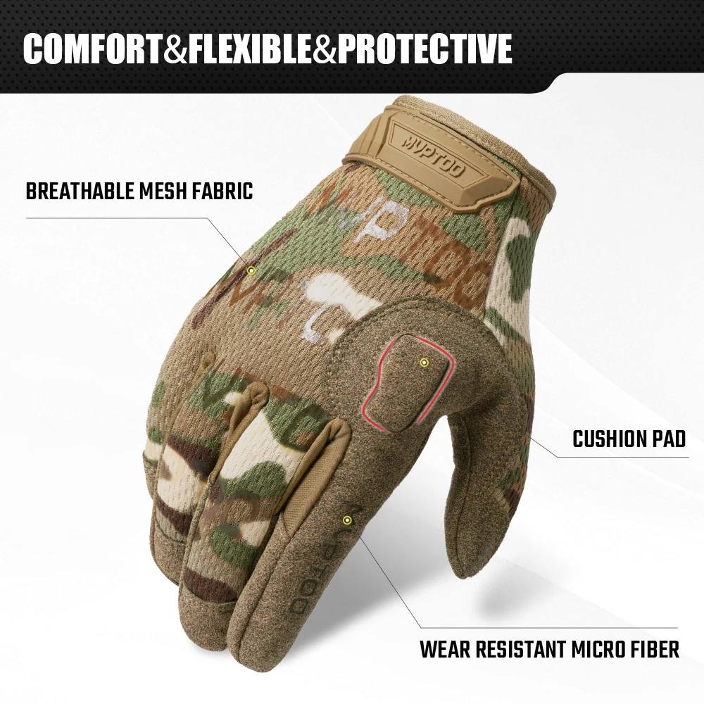 Tactical Full Finger Gloves Touch Screen Breathable Paintball Airsoft Shooting Hiking Combat Sport Hunting Bicycle Work Gear Men