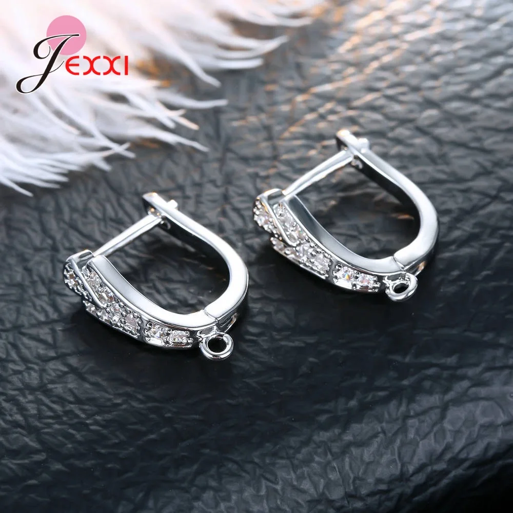 Korean Style Various Models Crystal Earring Findings Genuine 925 Sterling Silver Earring Findings Jewelry Accessories For DIY
