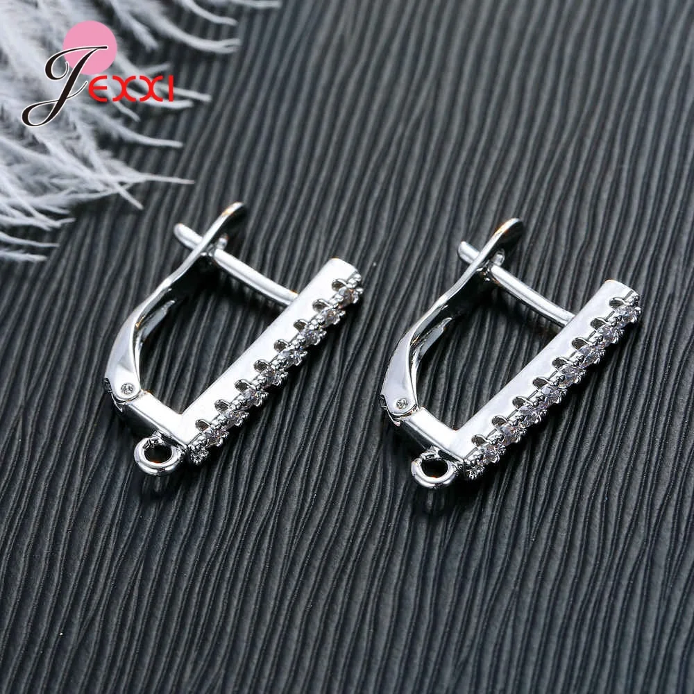 Korean Style Various Models Crystal Earring Findings Genuine 925 Sterling Silver Earring Findings Jewelry Accessories For DIY